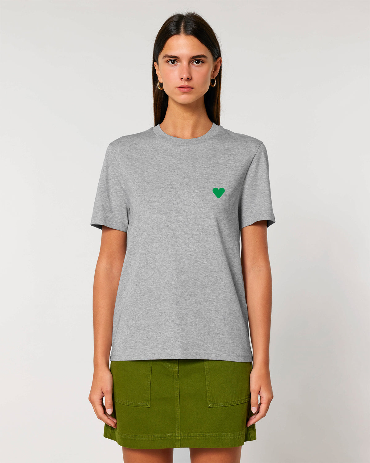 Unisex T-Shirt Green Heart Embroidery