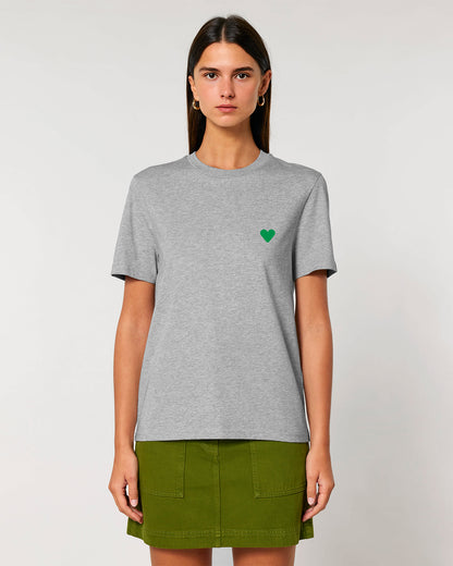 Unisex T-Shirt Green Heart Embroidery