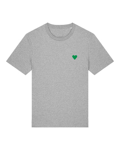 Unisex T-Shirt Green Heart Embroidery