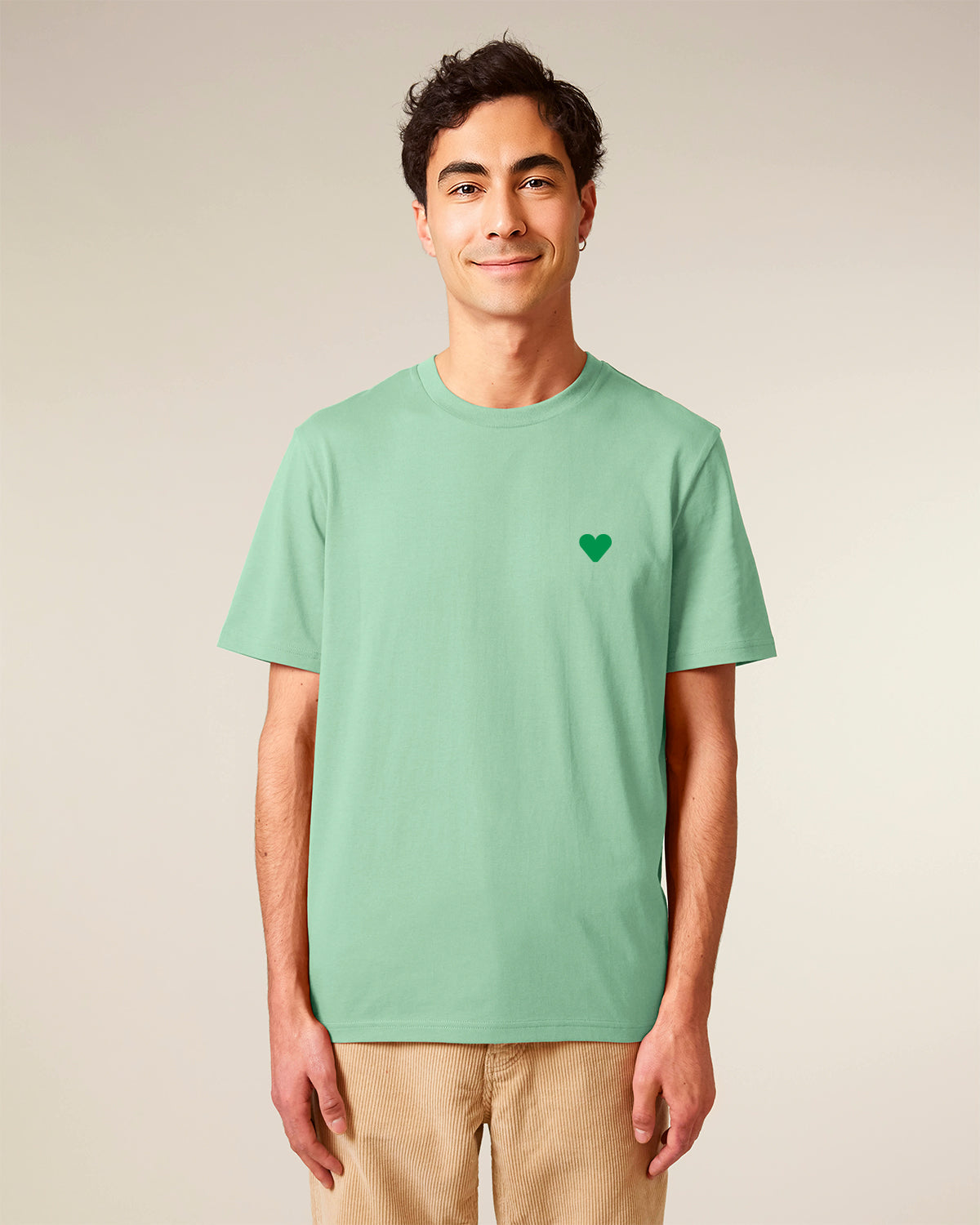 Unisex T-Shirt Green Heart Embroidery
