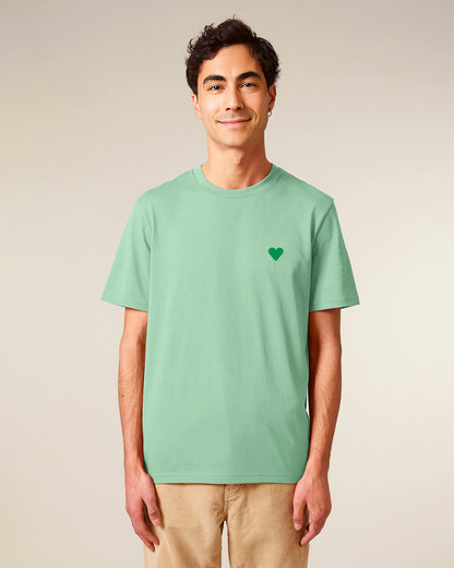Unisex T-Shirt Green Heart Embroidery