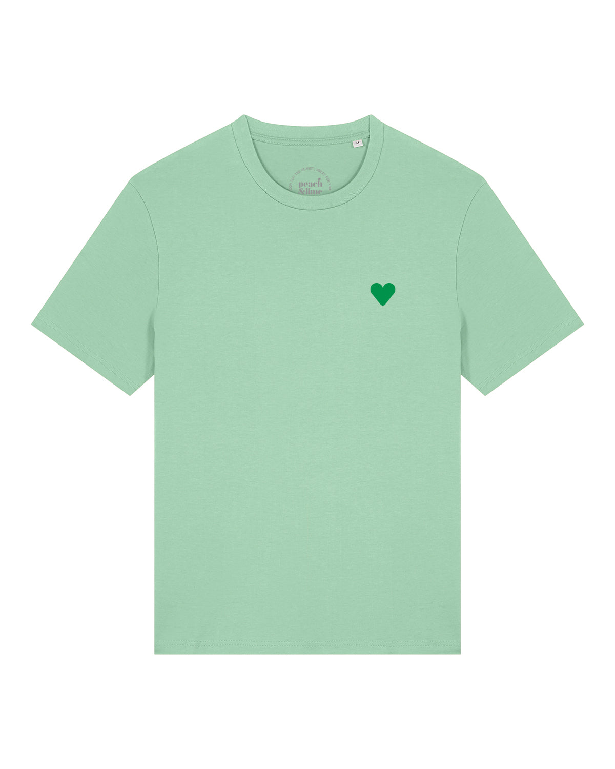 Unisex T-Shirt Green Heart Embroidery