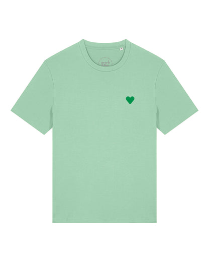 Unisex T-Shirt Green Heart Embroidery