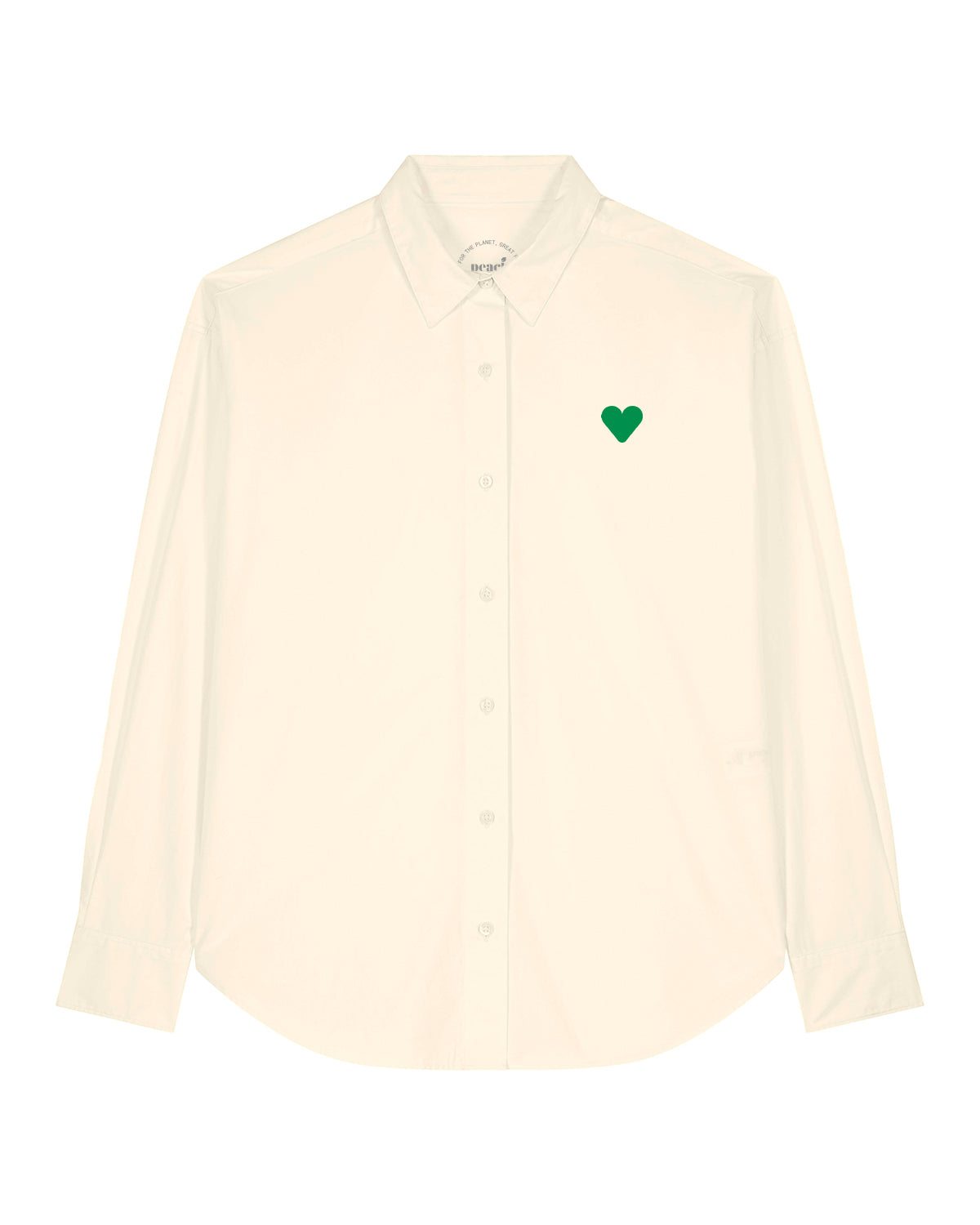 Men Shirt Green Heart Embroidery