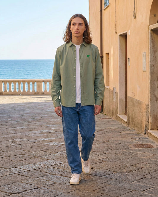 Herren Hemd Green Heart Stick