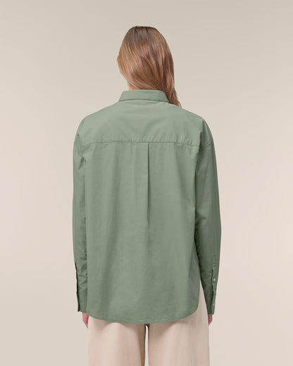 Woman Shirt Green Heart Embroidery