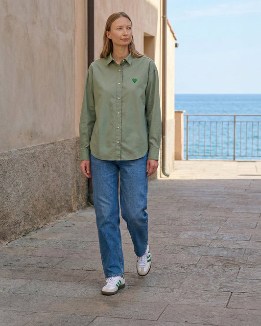 Damen Hemd Green Heart Stick