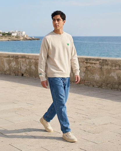 Unisex Sweatshirt Green Heart Stick