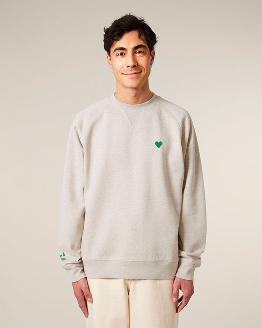 Unisex Sweatshirt Green Heart Embroidery