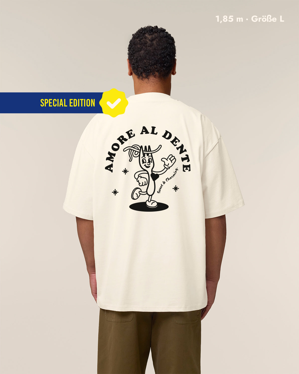 Unisex Oversized T-Shirt Amore al Dente Rückenprint & Stick
