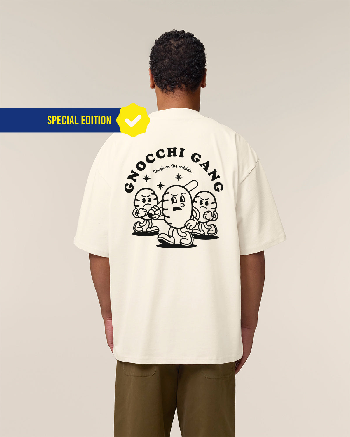 Unisex Oversized T-Shirt Gnocchi Gang Rückenprint & Stick